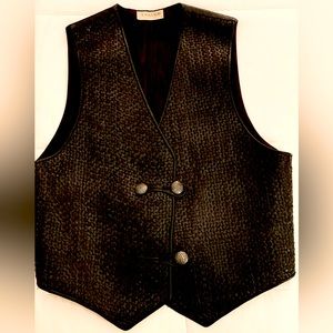 Black Woven Leather Vest